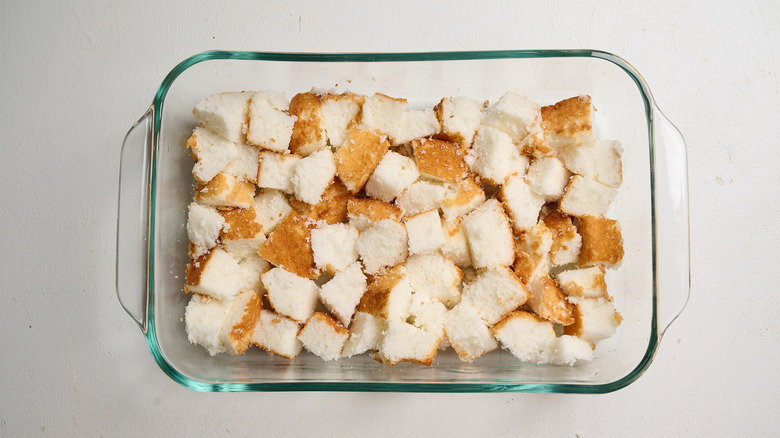 angel food cake arranged in a dish
