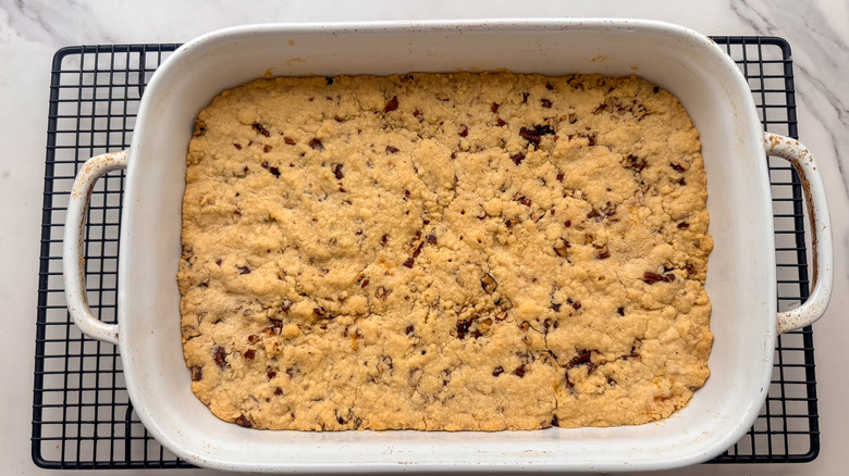 crust in baking dish on rack