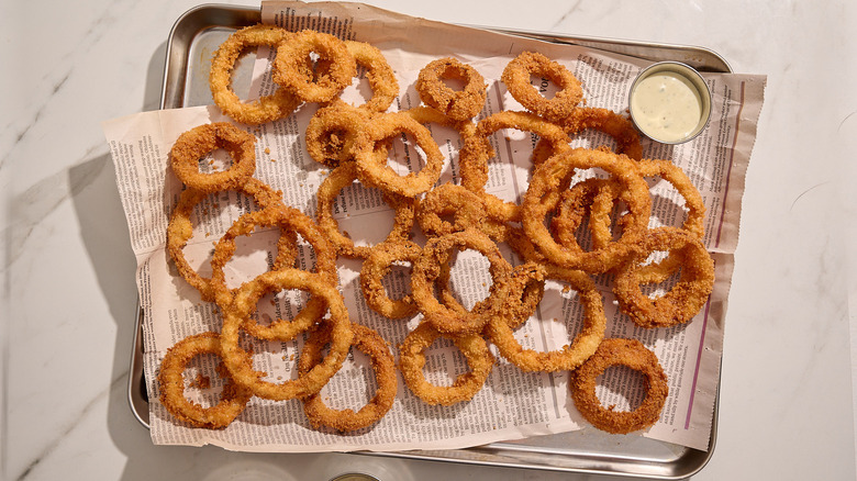 onion rings on a serving platter
