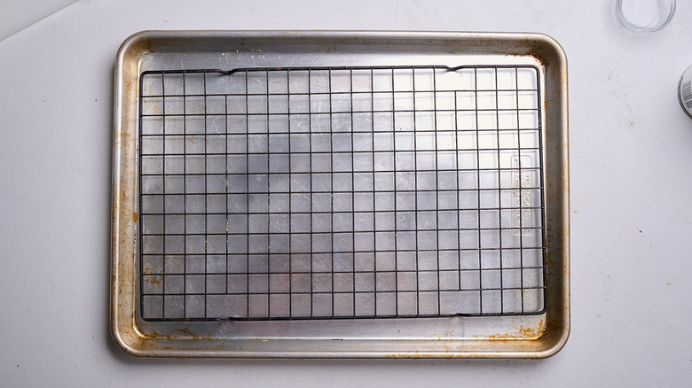 wire rack on top of sheet tray
