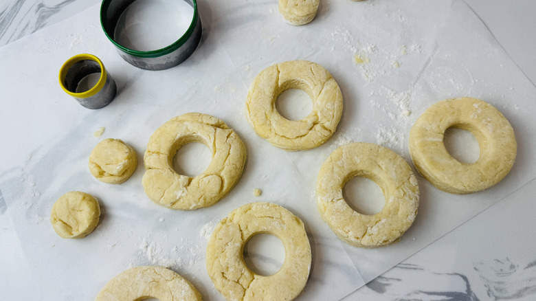 Cut out old-fashioned doughnuts