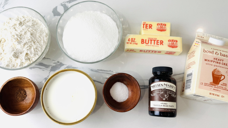 Ingredients for old-fashioned sugar cream pie