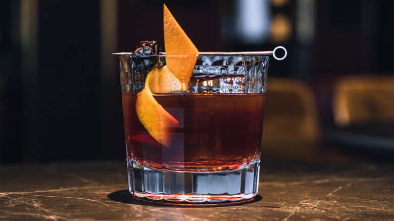 Close-up of an old fashioned cocktail