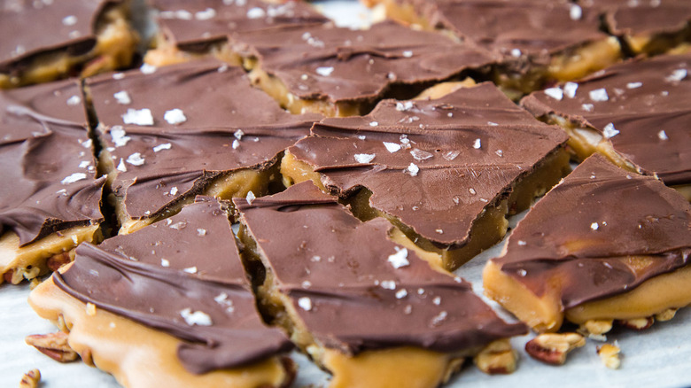 toffee with chocolate and flaky salt