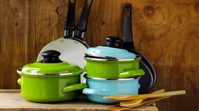 Piles of pots and lids