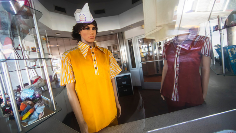 Person wearing vintage McDonald's uniform