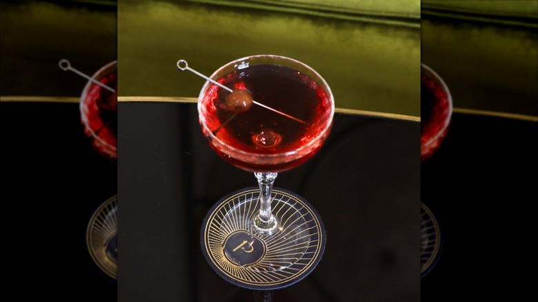 The Waldorf cocktail in crystal glass from Peacock Alley in Versailles