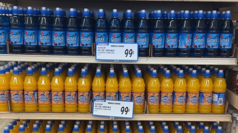 A display of Guzzler Fruit Juice