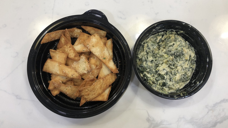 Olive Garden spinach-arthichoke dip with pita chips.