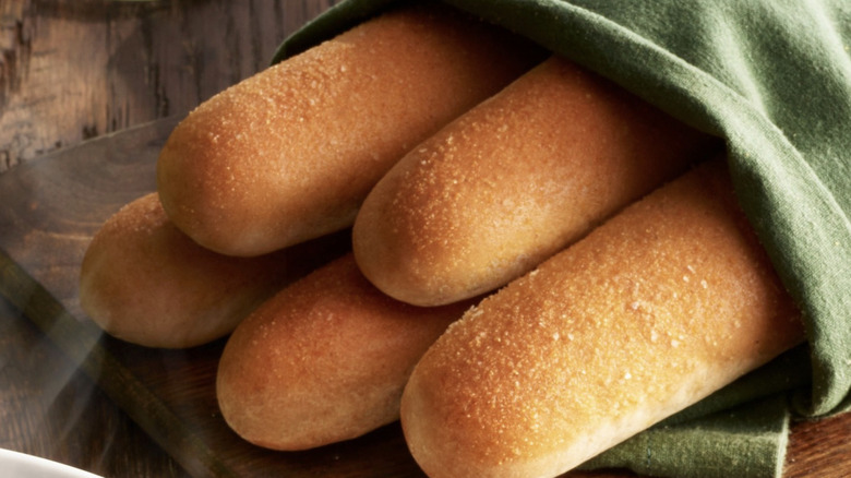 close up of breadsticks