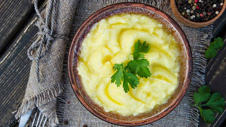 Creamy mashed potatoes with Greek yogurt.