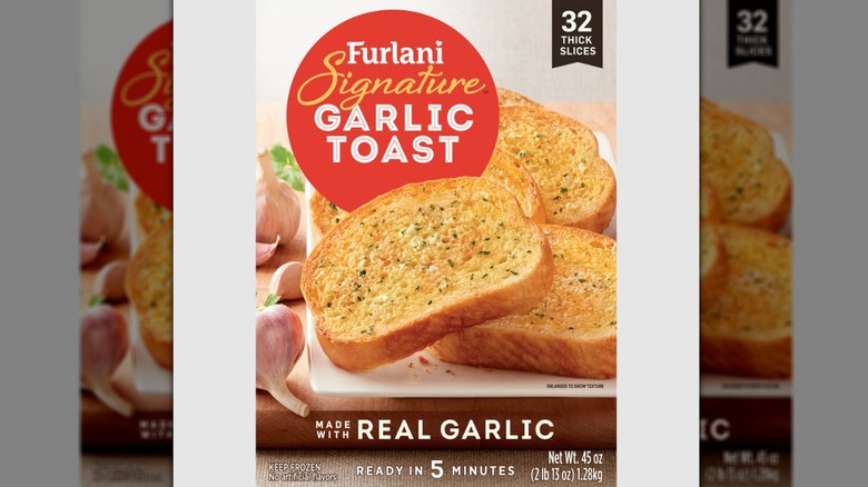 A box of Furlani garlic toast box on a white background