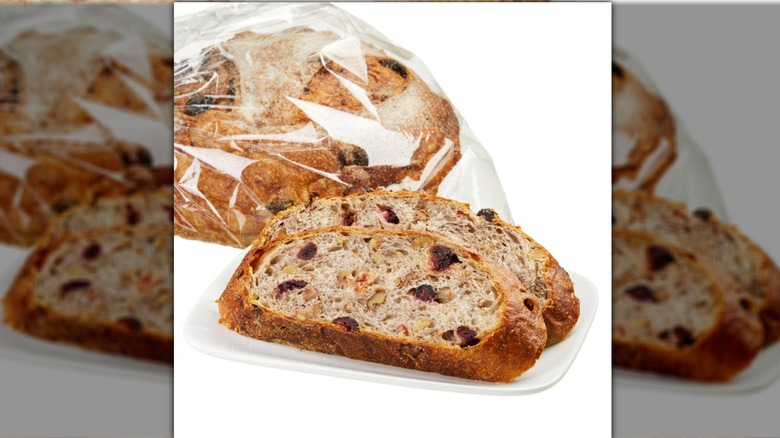 Kirkland Signature Cranberry Walnut Round Bread in a package.