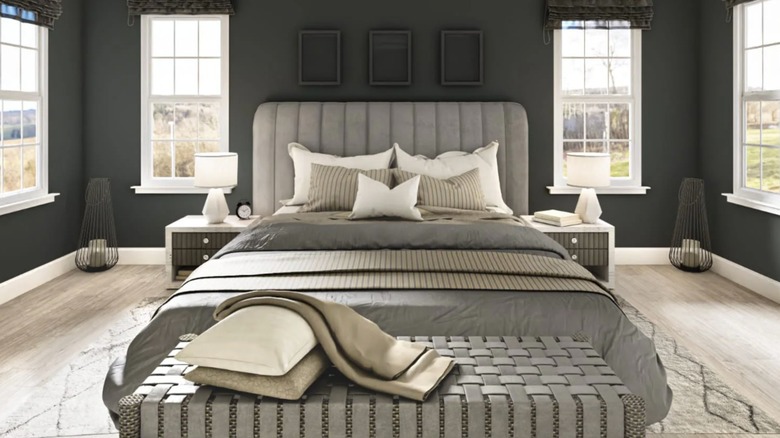 Sherwin-Williams Rock Bottom SW7062 paint used in a bedroom
