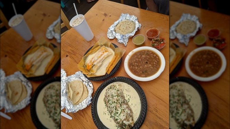 Various Mexican dishes on Super-Rica table