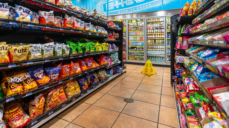 Interior of Sheetz convenience store and gas station with snacks