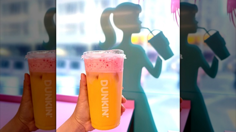 Dunkin' Pink Mango Daydream Refresher with Barbie Pink Strawberry Cold Foam