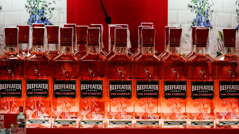 Beefeater Pink Strawberry gin bottles.
