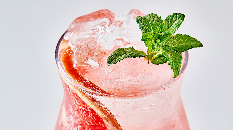 Pink colored cocktail iced drink