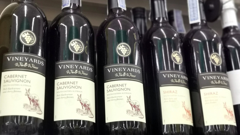 Bottles of cabernet in store