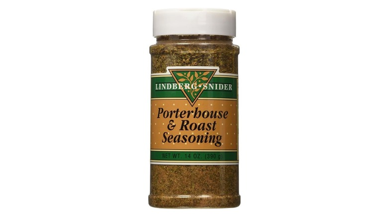 A bottle of Lindberg-Snider Porterhouse & Roast Seasoning