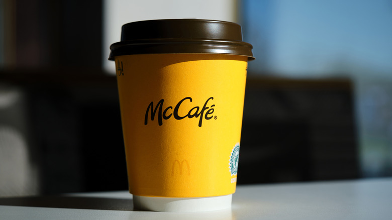 yellow McCafe cup from McDonald's
