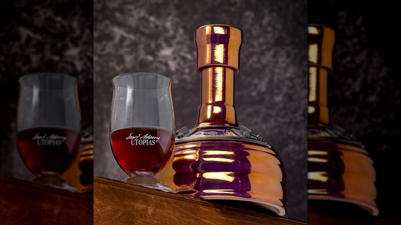 Bottle and glass of Sam Adams Utopias
