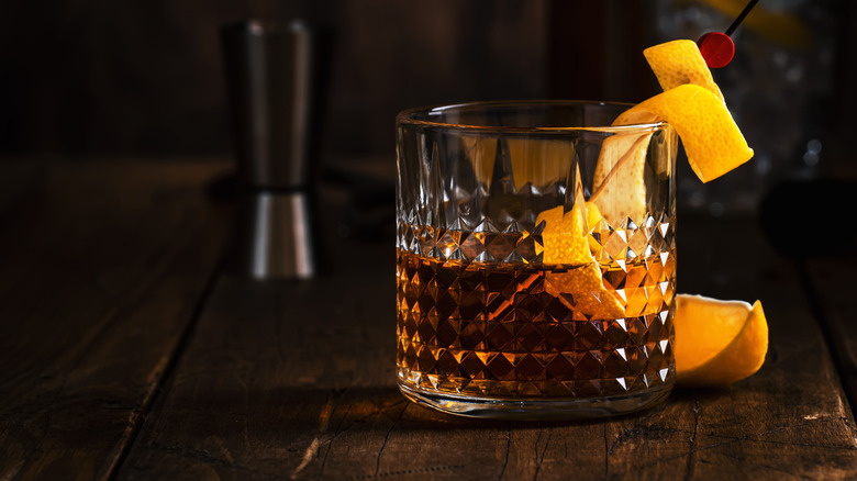 Sazerac garnished in glass