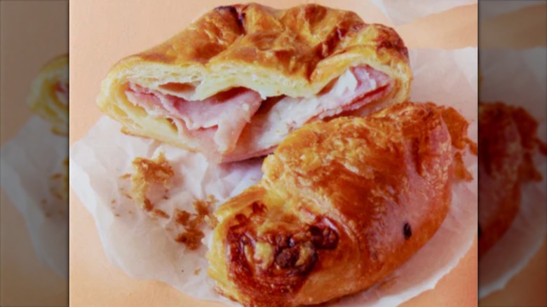 closeup image of ham and cheese croissants from Trader Joe's