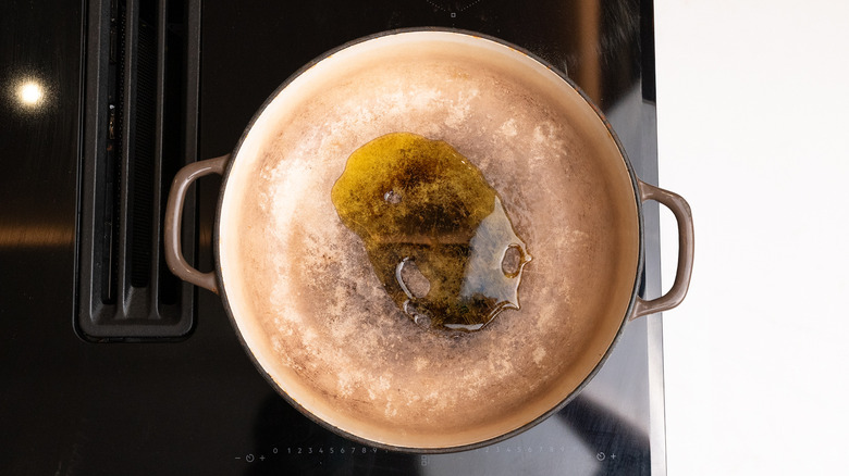 pan with oil on stovetop