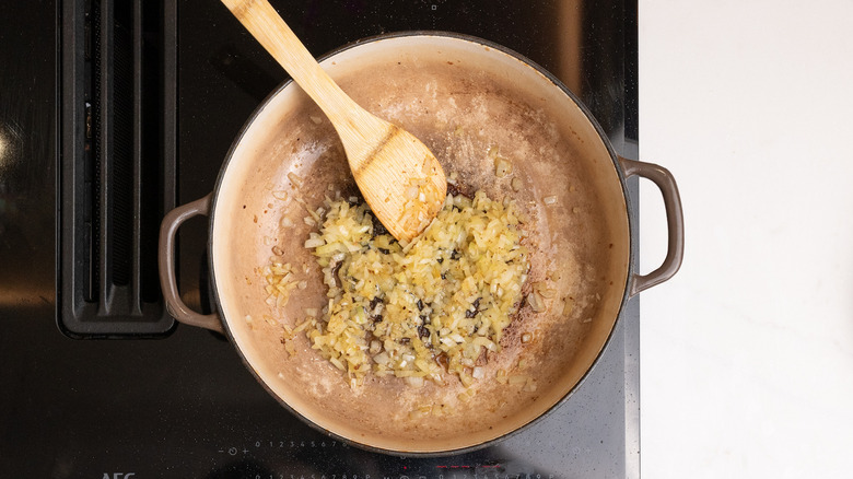 sauteing onion and garlic