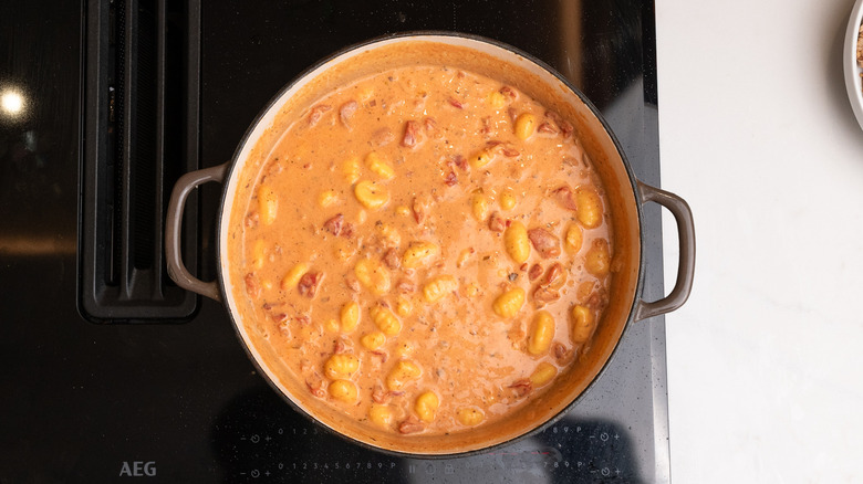 cooking gnocchi in sauce