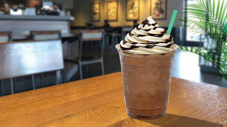 Starbucks mocha frappucino chocolate drizzled cream