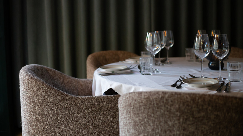 Upscale fine dining table set for meal