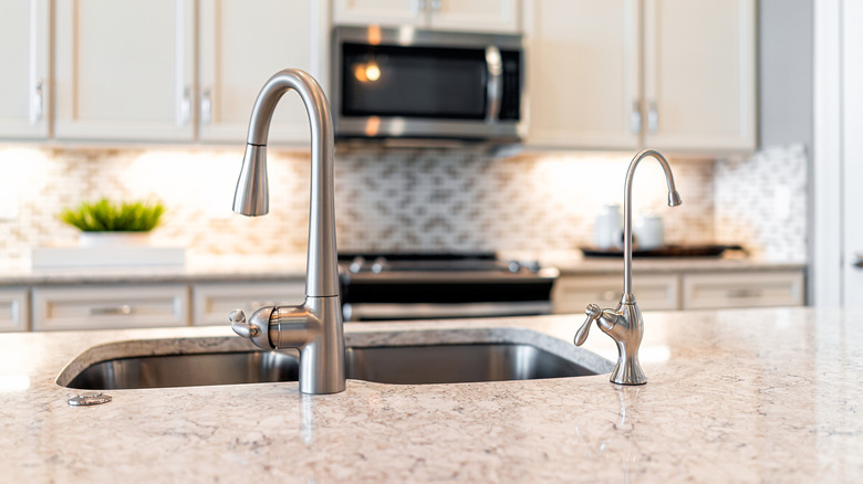 Granite counter with faucets