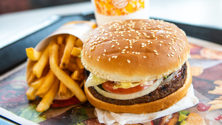 burger king whopper meal on tray