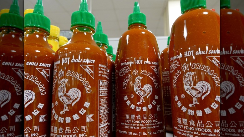 bottles of Huy Fong sriracha