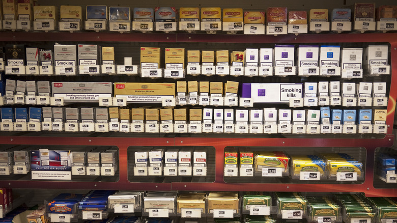 a display of cigarettes for sale in a store
