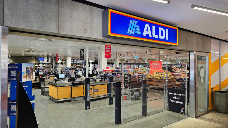 the checkout area of Aldi supermarket