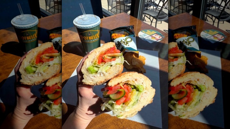 A turkey and veggie sub sandwich from Potbelly Sandwich Works.