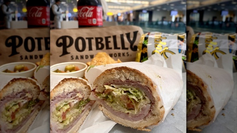 Closeup of a sandwich from Potbelly Sandwich Works.
