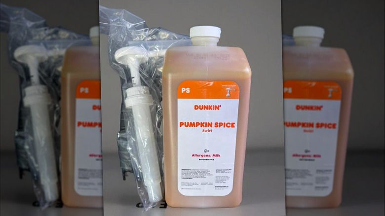 A carton of Dunkin' Pumpkin Spice Flavor Swirl