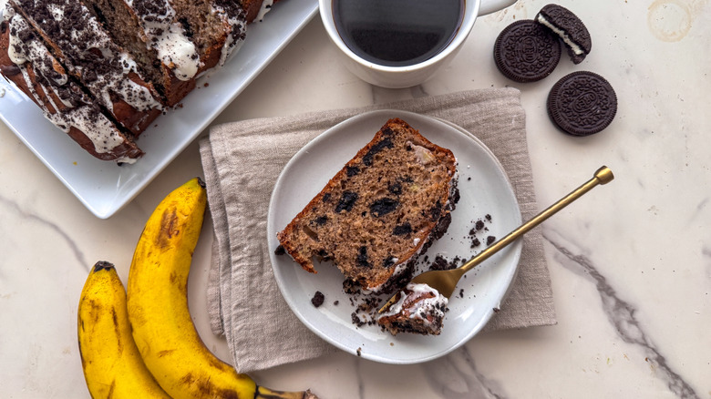 slice of banana bread on plate