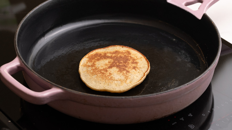 pancake cooking in pan