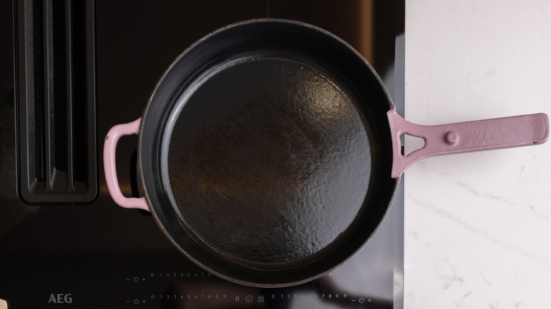 pan on heating element