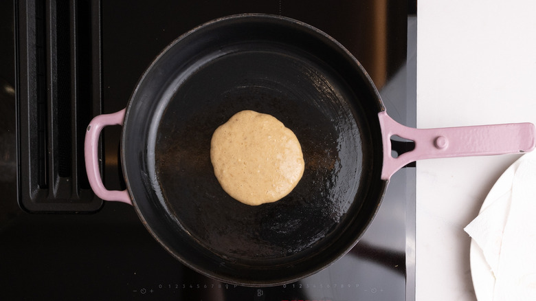 banana pancake batter in pan