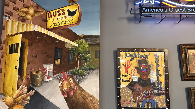 Gus's Fried Chicken folk art in the restaurant
