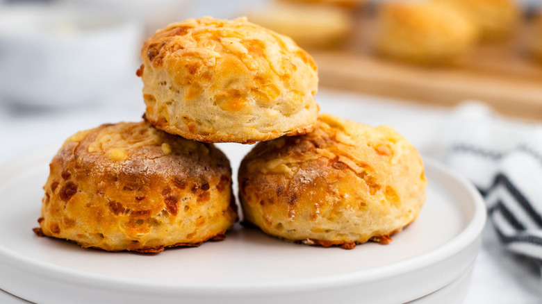 Cheddar biscuits on plate