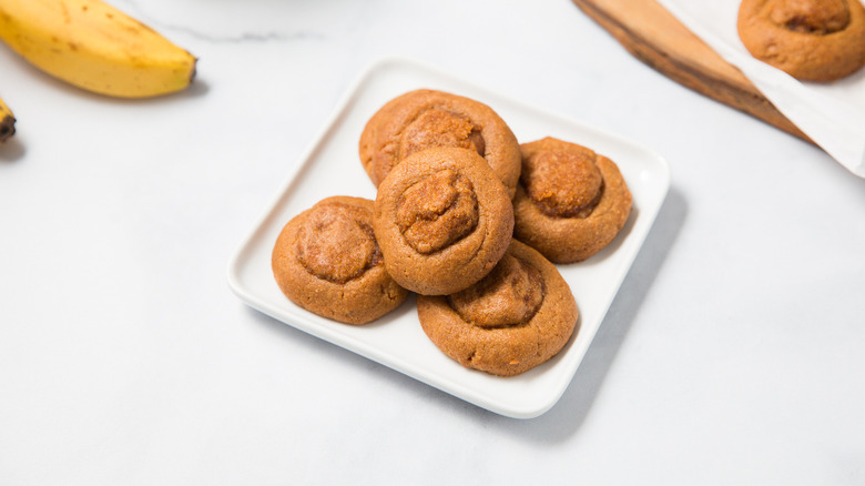 Peanut butter thumbprint cookies on plate