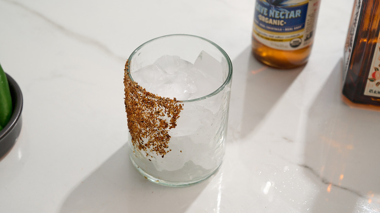 rocks glass filled with ice